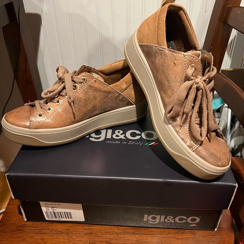 Igi & Co Brown Leather Sneakers